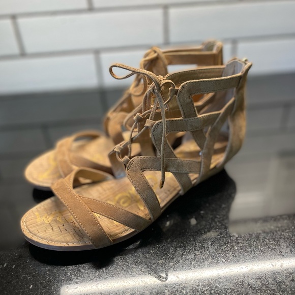 Sam Edelman Shoes - Sam Edelman Dawson Lace Up Golden Caramel Suede Sandals